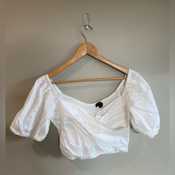 J. Crew Tops - J. CREW Crop Cotton Blouse Puffy Sleeves White Size Medium NWT